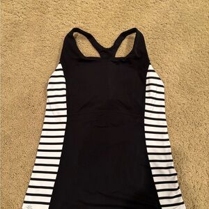 Athleta Black and White Striped Tank Top